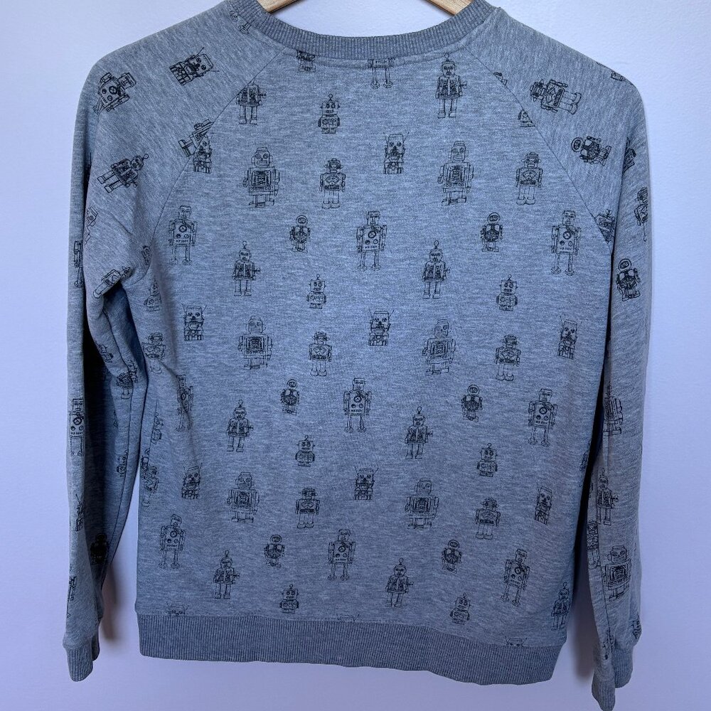 Sugarhill Brighton Robot Print Sweatshirt in Gray. 100% cotton.